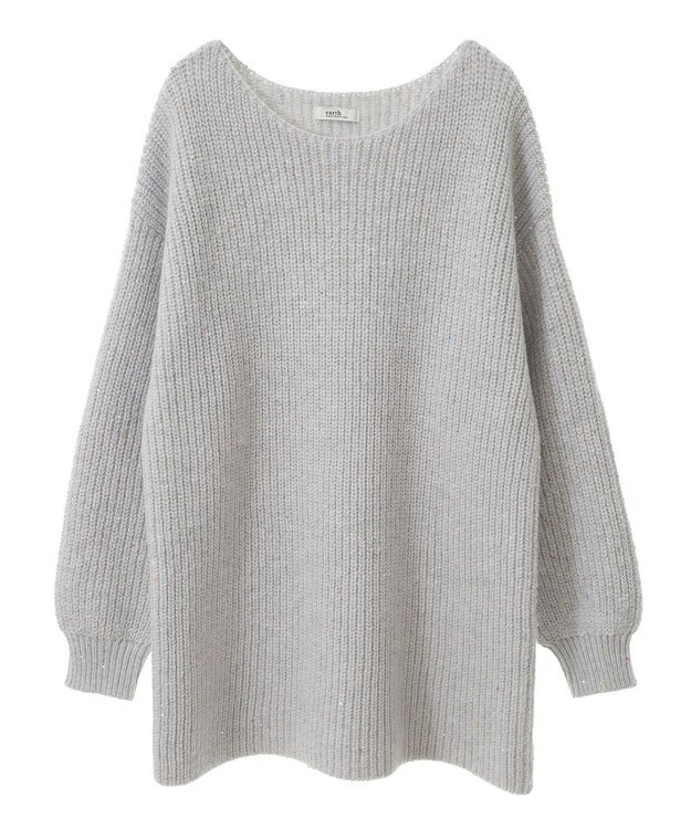 earth music&ecology カラーネップスパンコールニットチュニック Gray Mixture