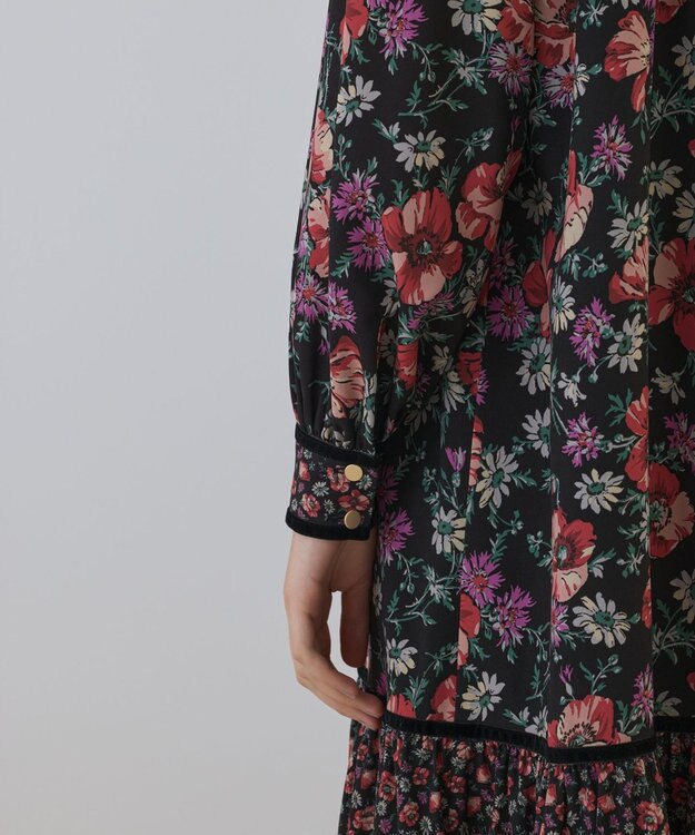 GRACE CONTINENTAL ボタニカルティアードワンピース ブラック