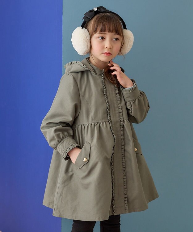 ANY KIDS ガーリー モッズ コート カーキ