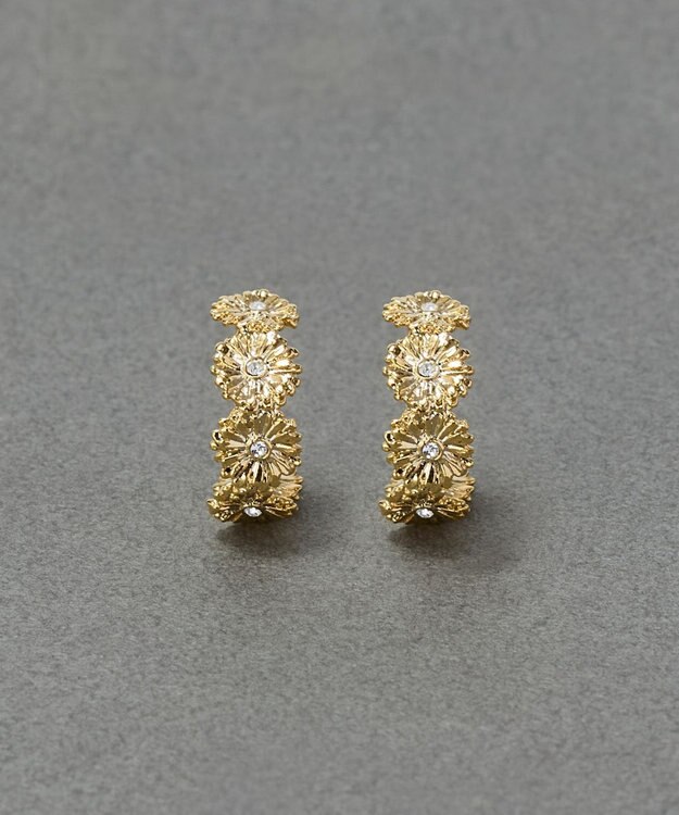 Phoebe 【痛くないシリーズ/金属アレルギー対応】マーガレットフラワーフープライトフィットイヤリング　ゴールド ゴールド