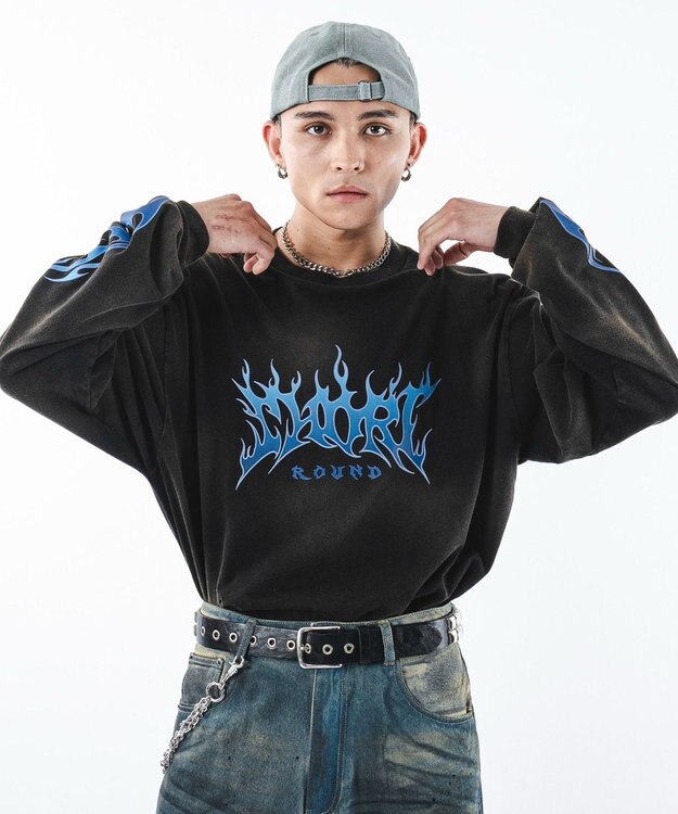 WEGO 【ユニセックス着用ITEM】フレイムグラフィックBIGT（LS） ブラック