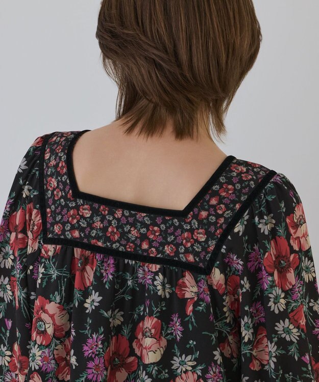 GRACE CONTINENTAL ボタニカルティアードワンピース ブラック