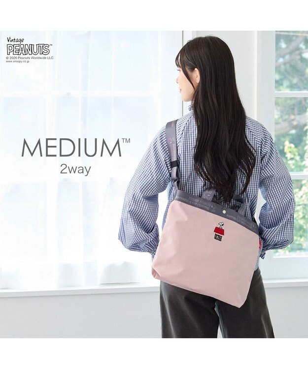 ROOTOTE 8505【ルートート】スヌーピー IP.ミディアム2w.ピーナッツ-1D 02：ピンク