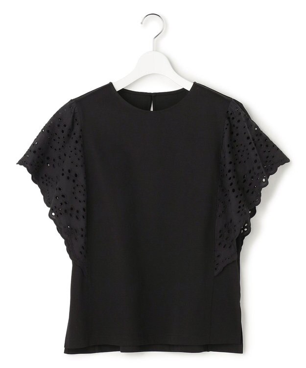 23区 【先行予約】カットワークエンブロイダリー デザインスリーブ トップス ブラック系