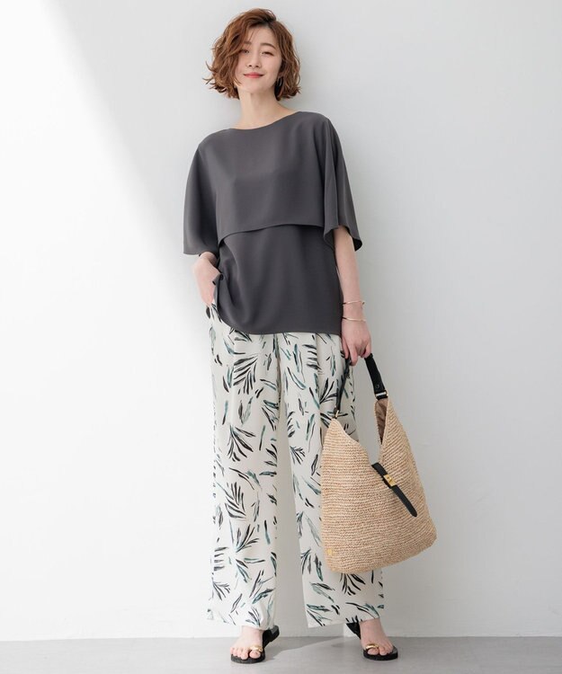 23区 【洗える】ストレッチジョーゼット レイヤー カットソー グレー系