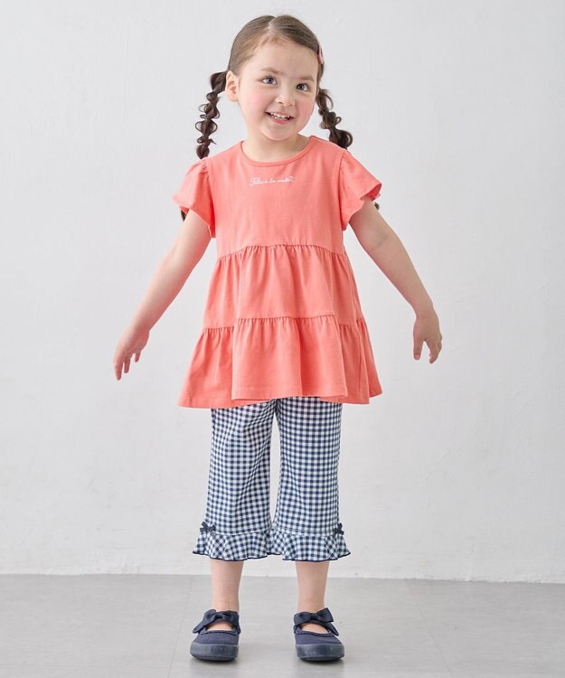 ANY KIDS 【綿100%/接触冷感】ひんやり ティアードチュニック コーラル