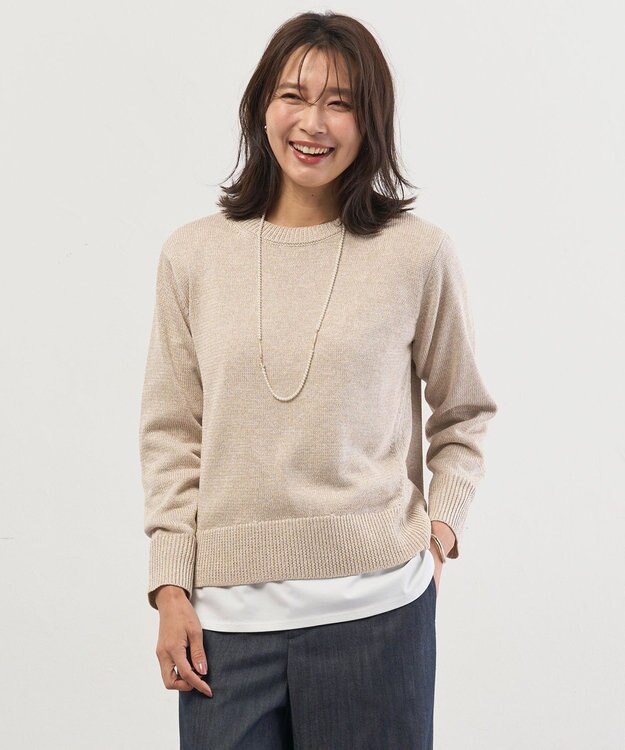 J.PRESS LADIES Reeves Shine クルーネック ニット ナチュラル系