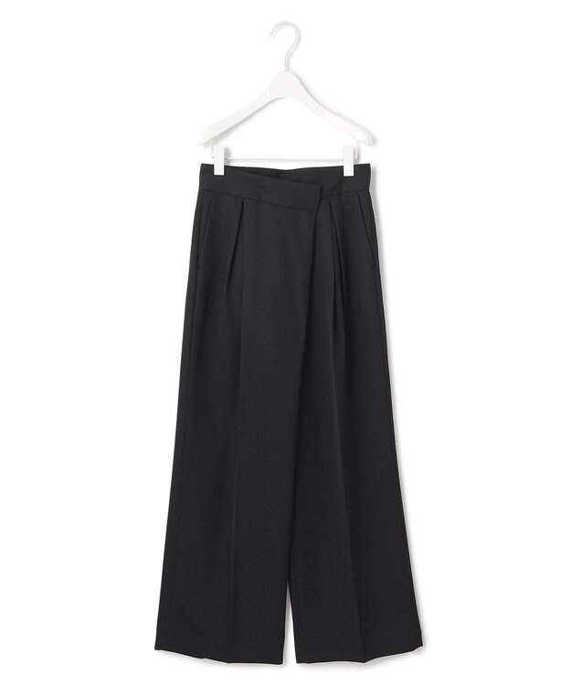 ICB 【洗える】シルフィルダブルクロス ワイドパンツ ブラック系