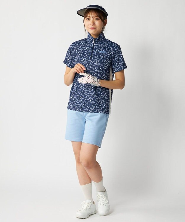 FILA GOLF／marie claire 【marie claire SPORT】 半袖ハイネックガラ ネイビー