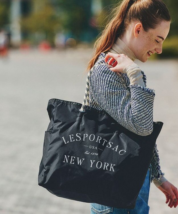 LeSportsac LARGE 2 WAY TOTE/ジェットブラック/プロビンシャル ジェットブラック/プロビンシャル