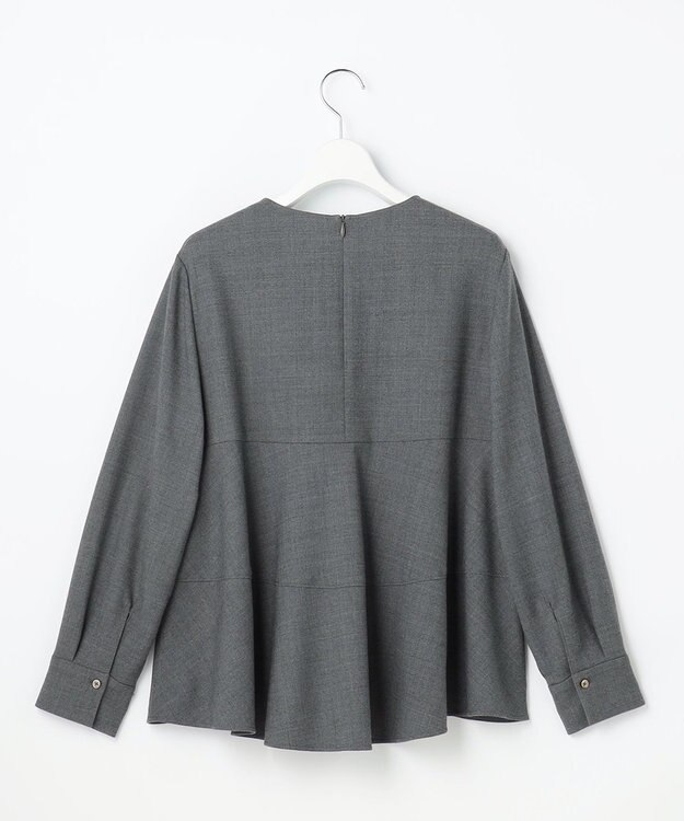 自由区 L 【SHIHOさん着用】ソフトウールブレンドペプラム ブラウス チャコールグレー