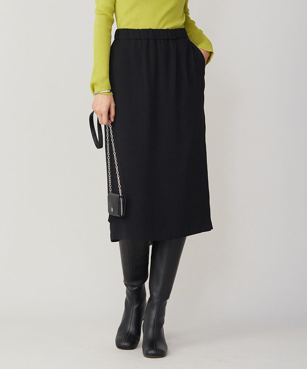 ICB 【WEB限定カラーあり・洗える】ライトダブルクロス スカート ブラック系