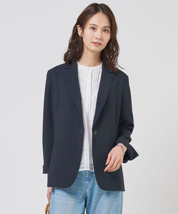 J.PRESS LADIES L BREEZE COOL トロ テーラード ジャケット ネイビー系