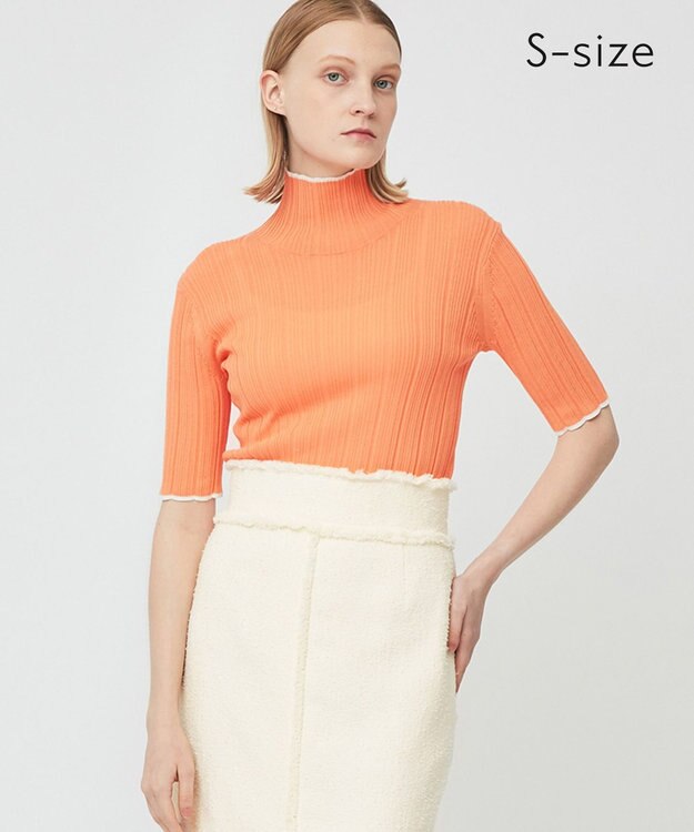 BEIGE， 【S-size】LUPINE / タートルニット Apricot×White