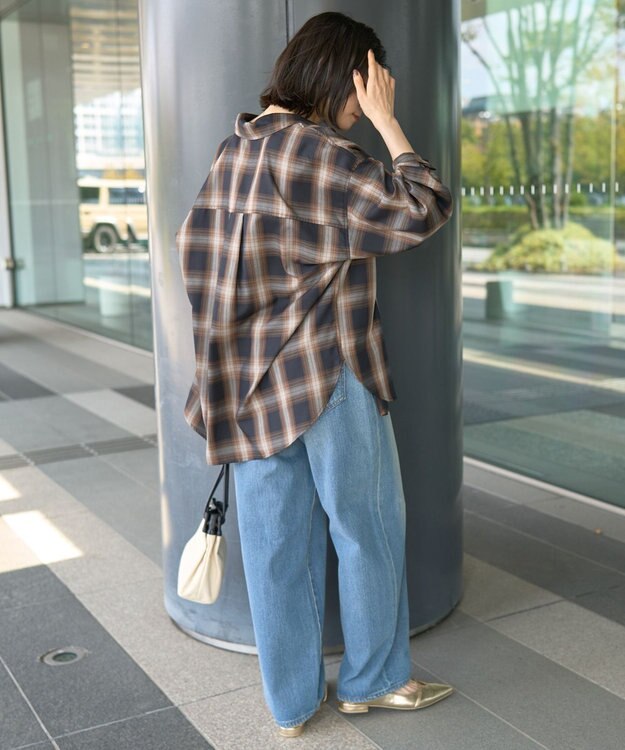 AMERICAN HOLIC イージーケアチェックシャツ【360°着こなしシャツ】 Black