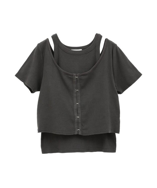 Green Parks ・swing by SET2点カーディガン&タンク Charcoal Gray