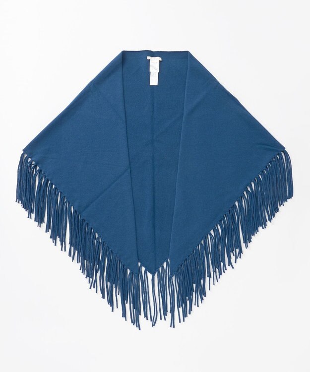 自由区 【洗える】ソフトウールハイゲージフリンジ ストール ブルー系