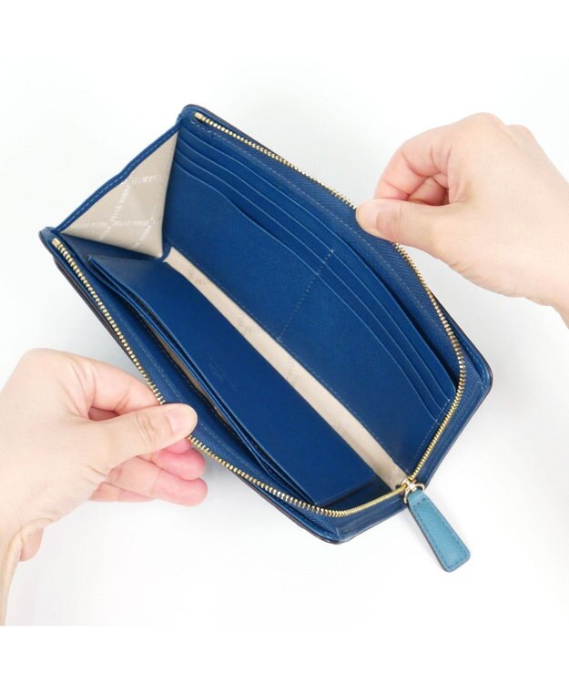 PELLE BORSA L字ファスナー長財布 French Calf Goods 3301 ブルー