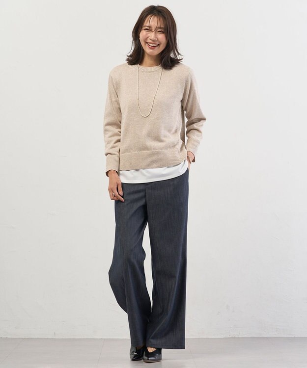 J.PRESS LADIES Reeves Shine クルーネック ニット ナチュラル系