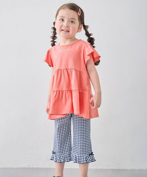 ANY KIDS 【綿100%/接触冷感】ひんやり ティアードチュニック コーラル