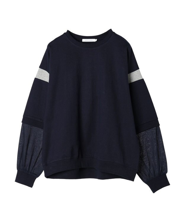 AMERICAN HOLIC 袖異素材ミニ裏毛プルオーバー Navy