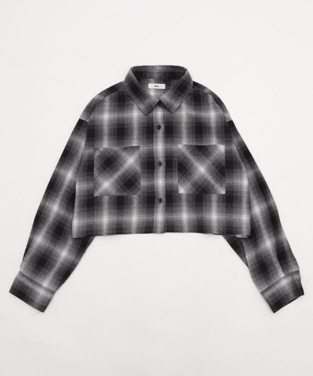 WEGO チェックショートネルシャツ ブラック