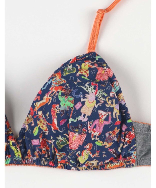 une nana cool MADE WITH LIBERTY FABRIC 【綿混】三角ノンワイヤーブラ ダークグレー