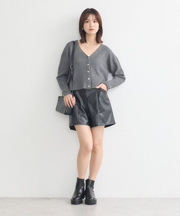 earth music&ecology コンパクトカーディガン Charcoal Gray