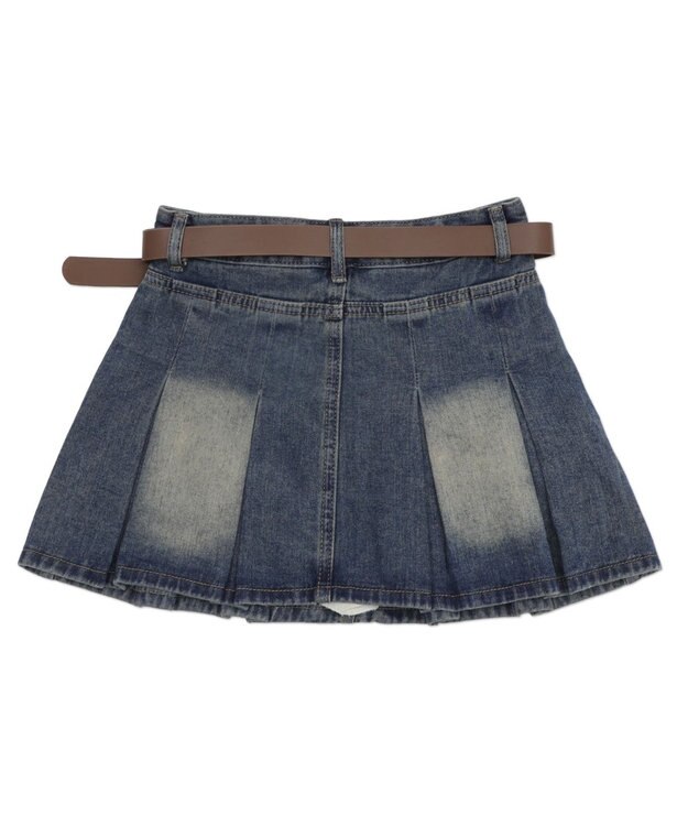 WEGO タックプリーツデニムミニスカパン デニム中濃色