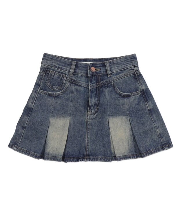 WEGO タックプリーツデニムミニスカパン デニム中濃色