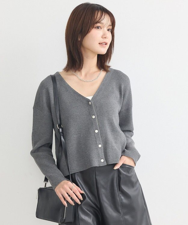 earth music&ecology コンパクトカーディガン Charcoal Gray