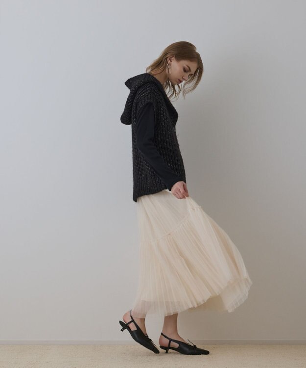 GRACE CONTINENTAL ラメニットベスト ブラック