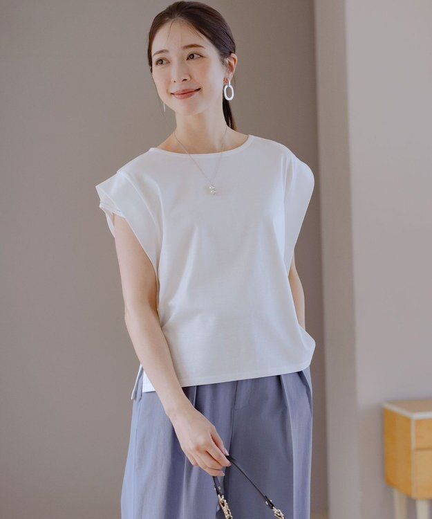 組曲 S ハシゴレースフレンチスリーブ カットソー ホワイト系