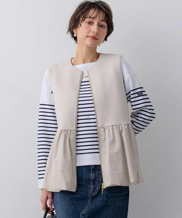 23区 【先行予約】コットンダンボール ペプラム ジレ アウター ベージュ系