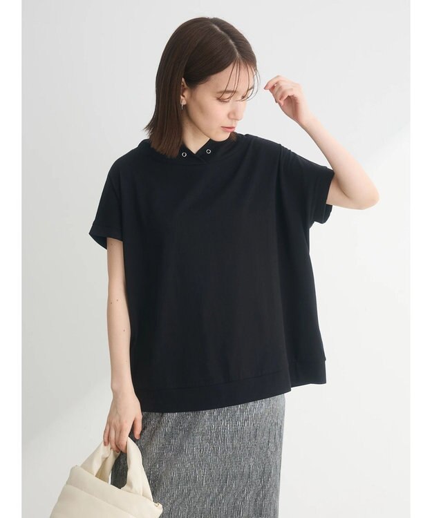 Green Parks フレンチスリーブ抜け襟カットプルオーバー Black