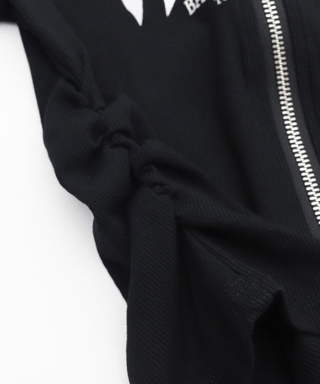 WEGO グラフィックロゴWジップSSトップス ブラック