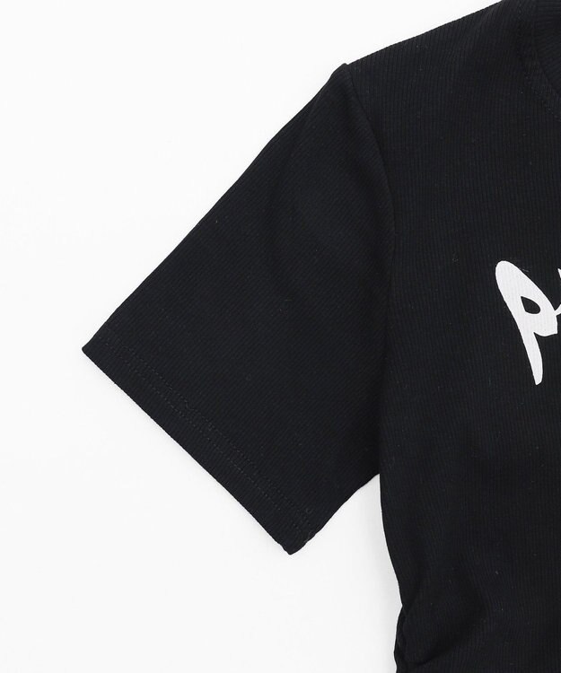 WEGO グラフィックロゴWジップSSトップス ブラック