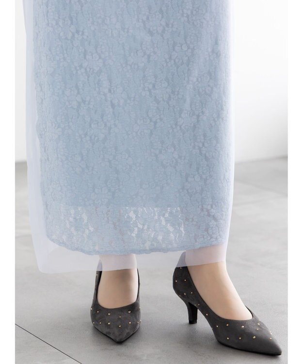 Te chichi レース×チュールレイヤードスカート ブルー