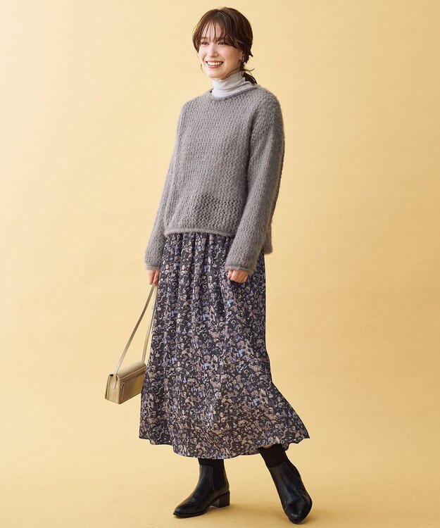 ANY レーシーネットニット チャコール