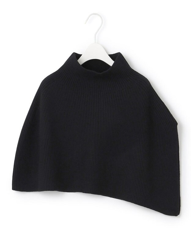 ICB 【洗える】ウールポリエステルニットケープ ブラック系