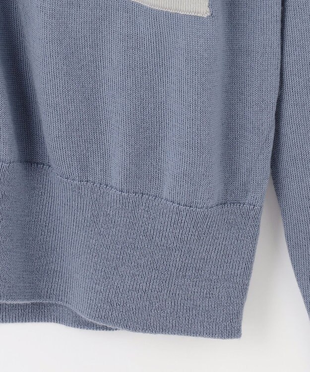 J.PRESS LADIES 【洗える】トリムツイン ニット サックスブルー系
