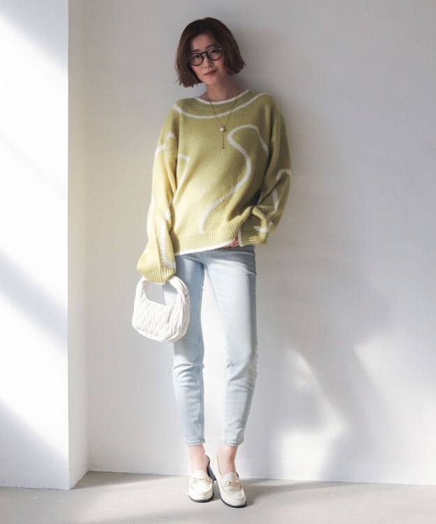 WEGO 【25年秋冬新作】ニュアンスライン配色プルオーバー グリーンその他