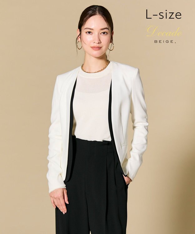 BEIGE， 【Lsize・セットアップ対応】CINDY / ダブルカラージャケット White×Black