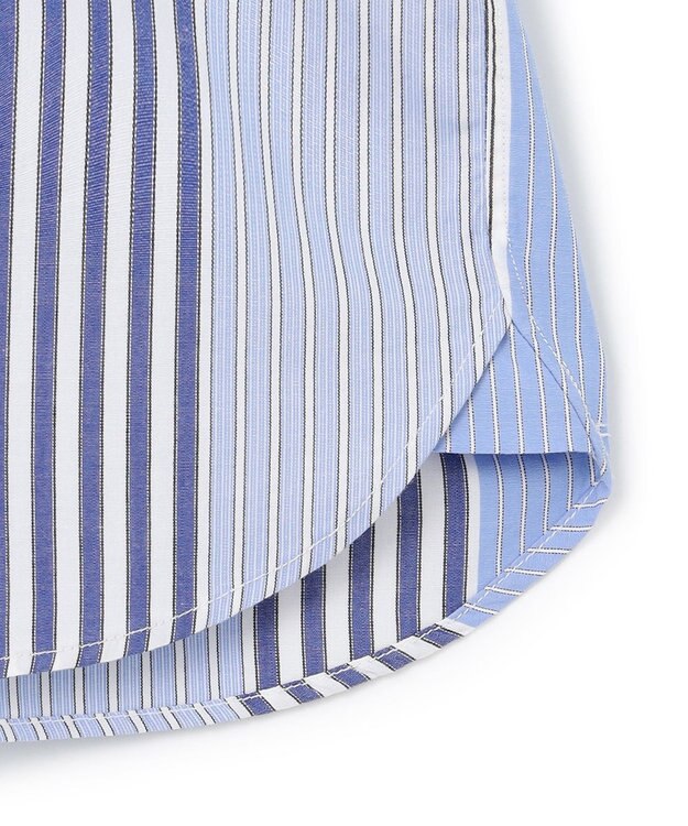 J.PRESS YORK STREET 【UNISEX】マルチストライプバンドカラー シャツ サックスブルー系7