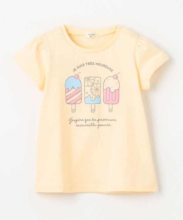 ANY KIDS 【WEB限定】7days プリント 半袖 Tシャツ クリーム×アイス