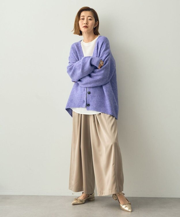 YECCA VECCA サテンタックワイドパンツ Beige