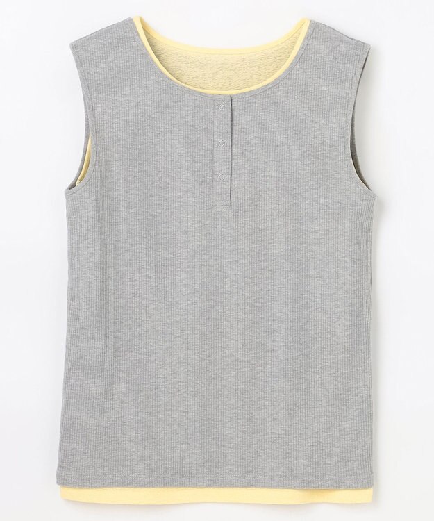 ANY L 【2SET】ツインセットヘンリーネックタンクトップ グレー×イエロー