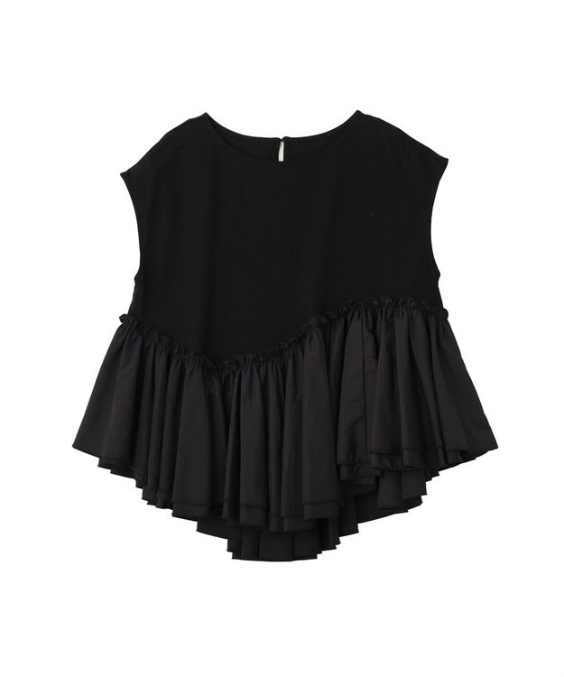 YECCA VECCA アシメペプラムカットソー Black