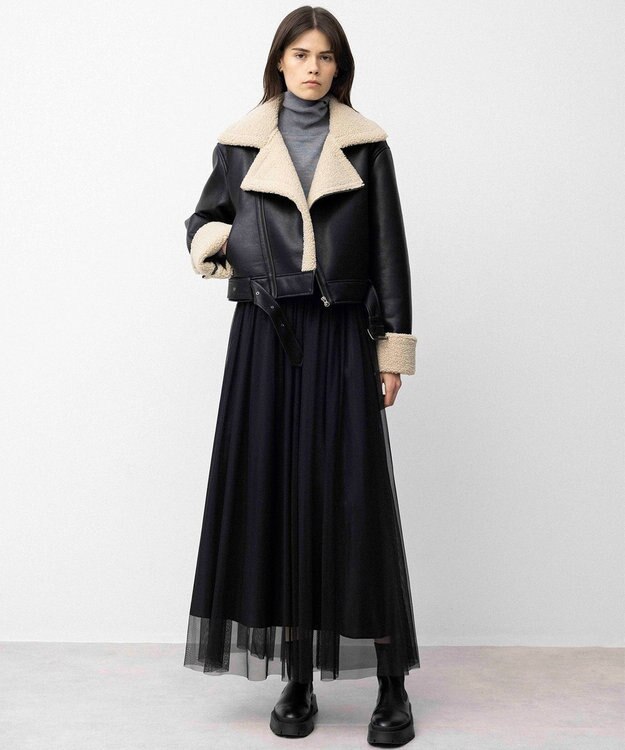 NAVE 【Nave】ヴィーガンムートン ライダースジャケット ブラック系