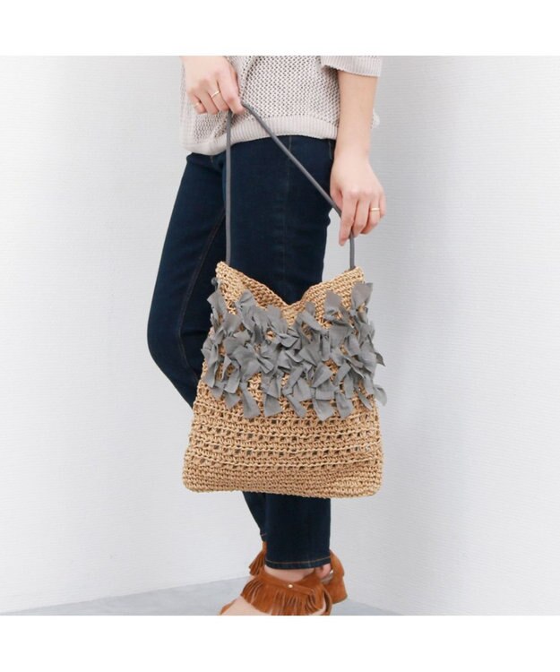 UNBILLION カシュカシュ cachecache / ペーパー手編みリボントート GY